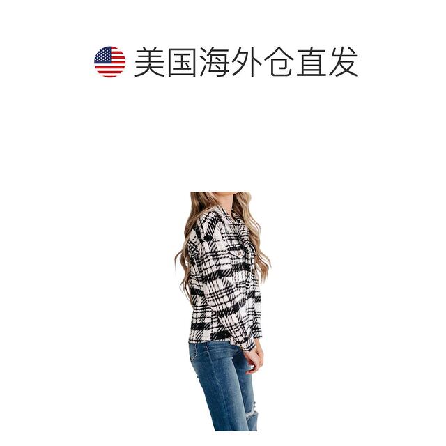 Self-operated jodiflKate black and white plaid jacket - black and white straight hair
