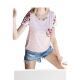Self-operated 7th ray pink floral striped pocket t-shirt - pink straight hair
