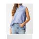 Self-operated olivaceous Jaden striped sleeveless button top, blue/white/black [American O
