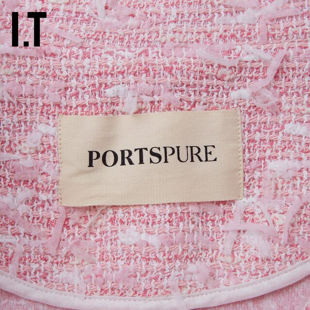 IT PortsPURE Women's Fit Tweed Jacket New Fashion Temperature Short Lapel Jacket J50122XO