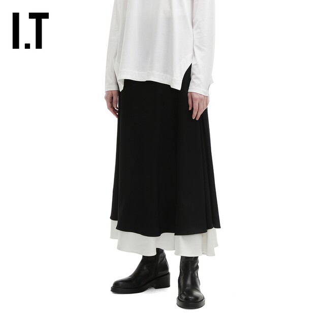 IT Japanese ENFLD women's skirt long skirt new style literary temperament splicing skirt hem umbrella skirt 131281XO