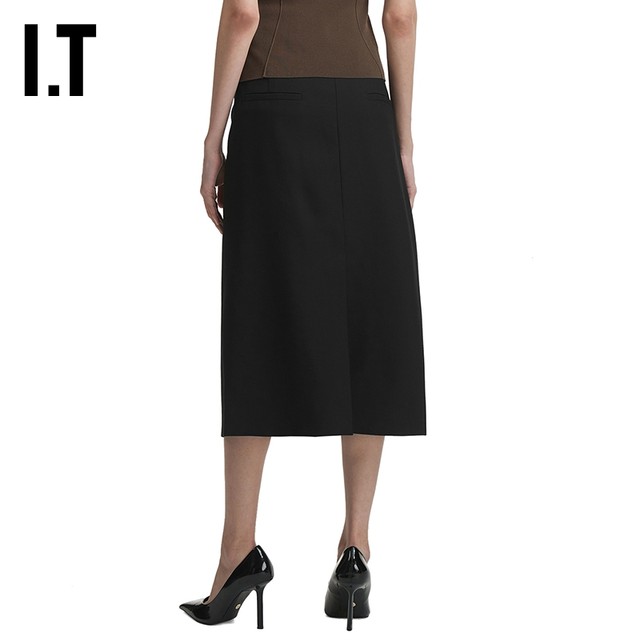 IT Tibi women's solid color skirt new fashionable and capable decoration zipper suit skirt midi skirt 22AP01XL