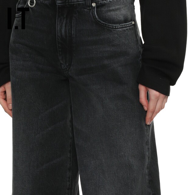 IT We11Done Women's Wide Leg Jeans New Fashion Street Style Loose Washed Pants 396WBKXO