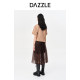 DAZZLE Disuole Spring and summer French temperament fairy mesh pleated A-line mid-length skirt for women