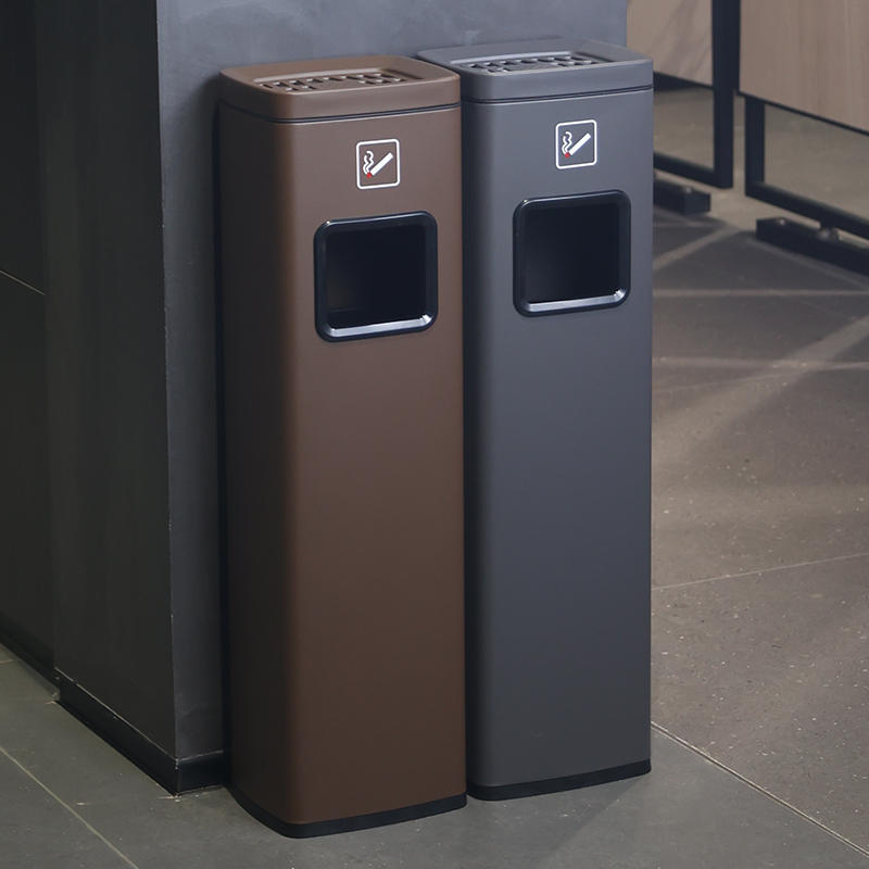 酒店大堂不锈钢立式电梯口垃圾桶带烟灰缸走廊过道吸烟灭烟柱商用