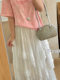 Lace spliced ​​mesh skirt for women a-line gauze skirt tall sweet princess fluffy cake long skirt
