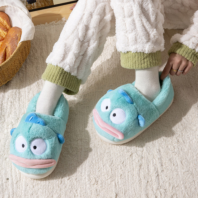 Ugly Fish Women's Cotton Slippers Women's Couple 2025 New Indoor Home Warm Slippers Winter All-Inclusive Heel Cotton Shoes