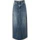 Yalida cold transfer spliced ​​retro denim skirt for women 24 autumn and winter long skirt design sense white high waist skirt