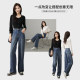 Yalida Retro Blue Jeans Women's Loose Fashionable Large Size Women's Pants 2025 Spring New Style Covering Straight Leg Pants
