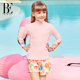 BE Fan De'an Children's Passionate Jungle Split Long Sleeve Swimsuit Fashion Printed Girls Sunscreen Anti-chlorine Resort Swimwear