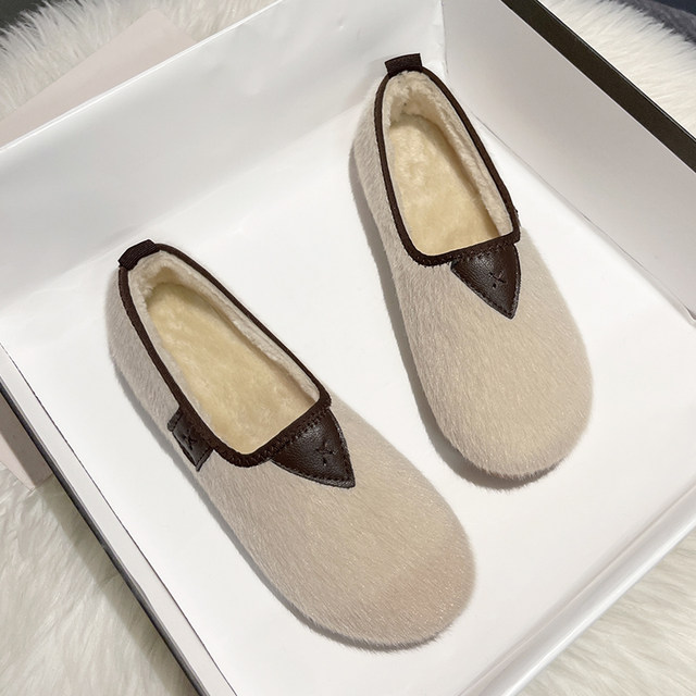 Women's autumn and winter wear plus velvet 2025 new style one-legged confinement office hottest night and night cotton shoes