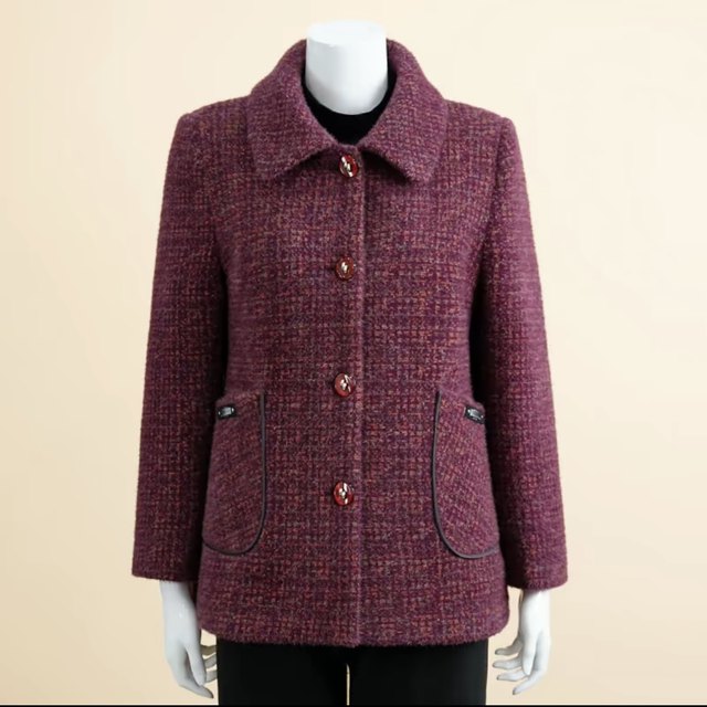 Autumn and winter new style plus velvet and thickened women's gold mink velvet coat lapel small plaid versatile top for middle-aged and elderly mothers