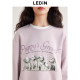 Lecho Spotted Dog Round Neck Sweatshirt Autumn New Letter Print Loose Top Cartoon Pullover Sweatshirt
