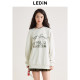 Lecho Spotted Dog Round Neck Sweatshirt Autumn New Letter Print Loose Top Cartoon Pullover Sweatshirt