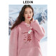 Lecho pink marshmallow hooded sweatshirt for women in winter new cute embroidered velvet sweatshirt loose top