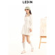 Leducho spring new playful square collar dress shows thin skirt C1FAE1523
