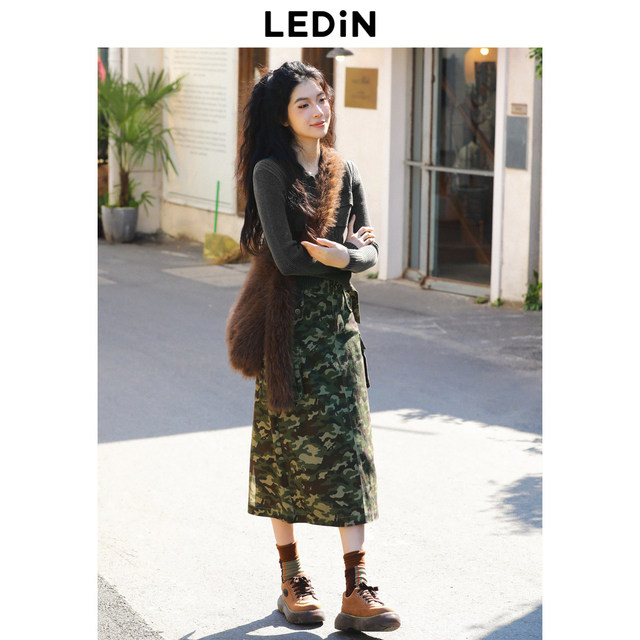 Lecho Fashion Color Printed Long Skirt Autumn New Working Skirt C2GFD3501