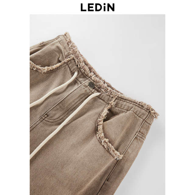 Leting Workwear Gradient Denim Loose Fashionable Wide Leg Pants Women's Jeans C2HAD4152