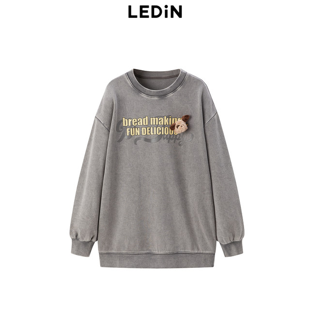 Lecho loose round neck letter sweatshirt for women's spring new top C2CRE1119