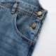 Red sleeve summer new women's retro washable burr front slit square collar pull-out denim strap skirt