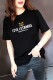 2025 summer women's short-sleeved T-shirt black pure cotton letter embroidered round neck Korean version large size half-sleeved slim fit and trendy
