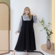 300Jin [Jin is equal to 0.5kg] Fat Ying plus size women's college style contrasting color fake two-piece Korean style loose and age-reducing long dress