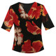 Fashion printed V-neck T-shirt for women's mid-sleeved European 2025 new fashionable sexy mesh top slim and small shirt