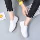 New leather white shoes for spring and summer, one-step lazy students' shoes for pregnant women's shoes Korean versatile casual women's singles shoes