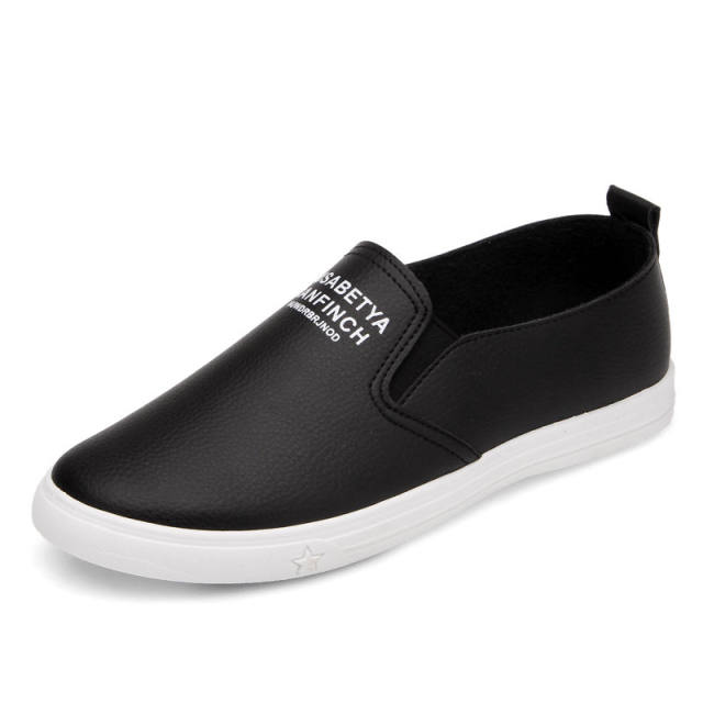 New leather white shoes for spring and summer, one-step lazy students' shoes for pregnant women's shoes Korean versatile casual women's singles shoes