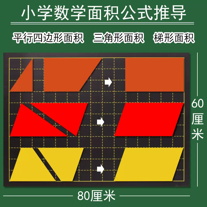 平行四邊形的面積教具梯形三角形計算公式推導磁吸長方形圖形變換小學