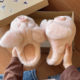 Cotton slippers for women, winter home indoor non-slip thick-soled plush cute piggy warm half-pack heel postpartum slippers