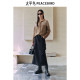 Peacebird workwear style plus velvet mid-length skirt winter new large pocket drawstring black long skirt for women