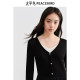 Peacebird women's long-sleeved splicing dress autumn new fake two-piece knitted long skirt fashionable V-neck skirt