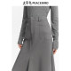 Peacebird workwear casual mid-length skirt autumn new fishtail slim gray skirt with slit behind
