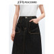 Peacebird Women's 25 Spring New Pocket Design Mid-Length Denim Skirt Skirt Back Slit Casual Commuter Skirt
