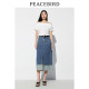 Taiping Bird Mid -long denim stitching half -body skirt 24 summer new Korean version wild half -boiled half skirt