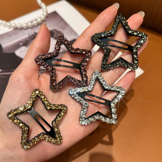 Rhinestone five-pointed star hairpin side forehead bangs hairpin female back head clip headdress broken hair bb clip clip