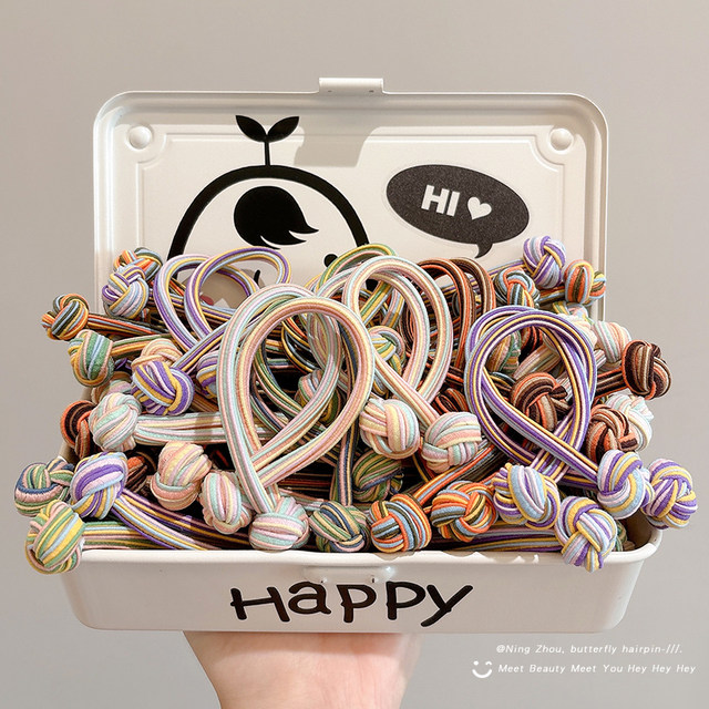 Children's ponytail hair rope High elastic rubber band high ponytail does not collapse the head rope, girl buttons buckle, headgear