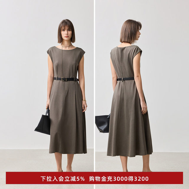 The same style as 2025 spring new women's clothing Hepburn style round neck dress in shopping mall
