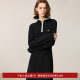 LILY Outlet New Women's Design Contrast Color Zipper Collar Waist Slim Long Sleeve Knitted Dress Women's Style
