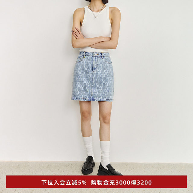 LILY Outlet new women's design and printed cotton denim skirt short skirt for women
