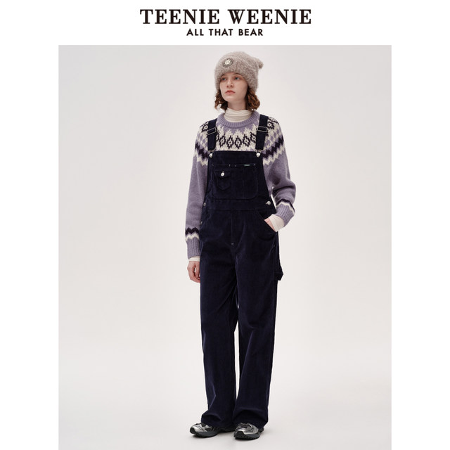 TeenieWeenie Bear Outlet Winter Combed Cotton Corduroy Overalls Retro Hong Kong Style
