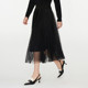 Floating black mesh skirt 2024 new winter style fashion versatile commuting cover the crotch slim exquisite elegant women