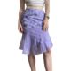 2025 summer new retro printed purple floral fishtail skirt for women with high waist slim hip mesh skirt
