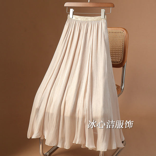 High-end pearlescent apricot streamer tulle skirt skirt for women in summer 2025 new Organ tulle skirt long skirt skirt