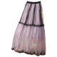 Wood ear design spliced ​​polka dot mesh skirt for women 2025 summer new high waist drooping polka skirt long skirt