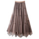 Autumn and winter bow irregular gauze skirt skirt autumn and winter women's 2025 two sides wearing mesh skirt pleated skirt long skirt
