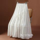 Bow irregular skirt 2025 spring and summer new high-waisted lace-up A-line skirt with wood ears mid-length skirt