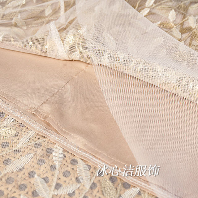 Summer French heavy industry sequin embroidered mesh large sway skirt for women 2025 new skirt umbrella skirt skirt long skirt
