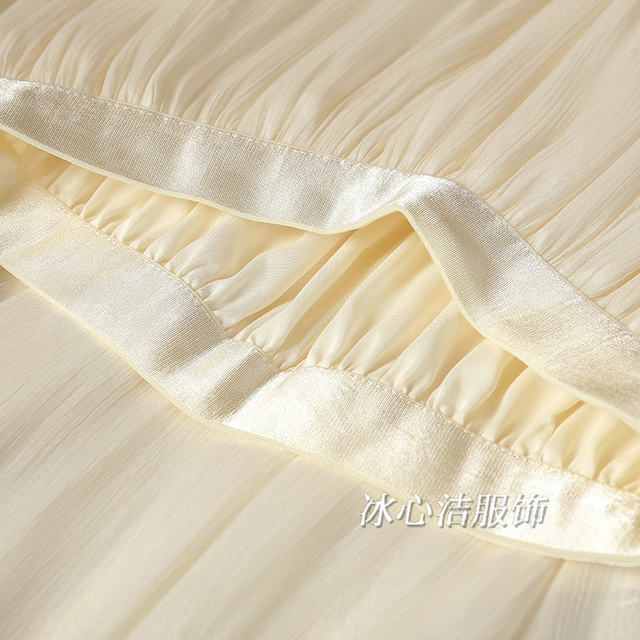 High-end pearlescent apricot streamer tulle skirt skirt for women in summer 2025 new Organ tulle skirt long skirt skirt